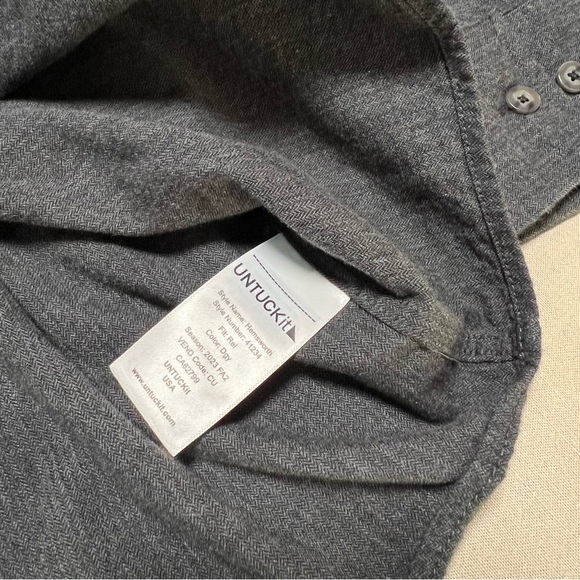 UNTUCKit Hemsworth Flannel Shirt Dark Gray Men’s XXLarge Long Sleeve Relaxed Fit - Picture 10 of 14